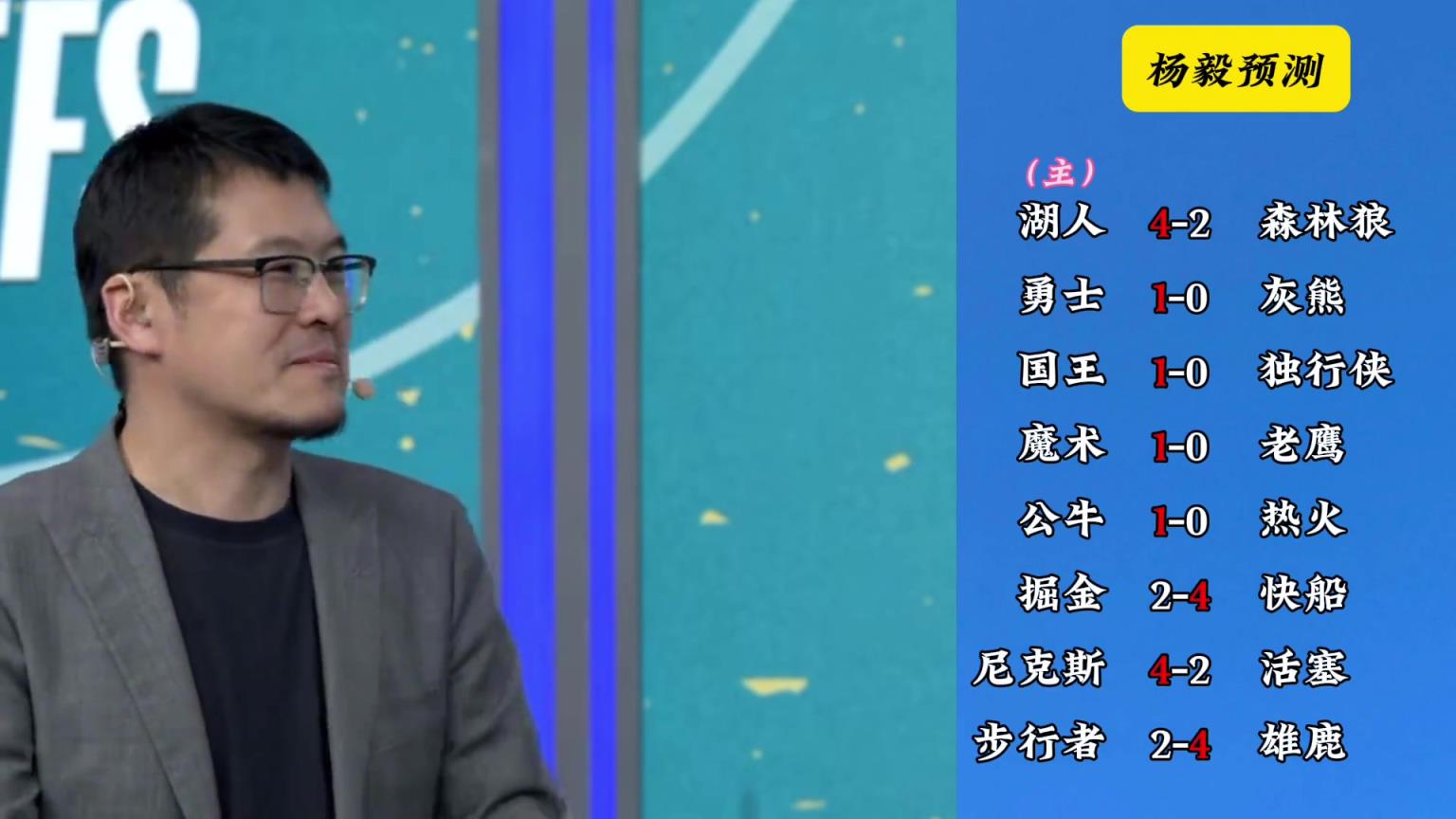 明燈來了！看看楊毅的季后賽預(yù)測：湖人4-2狼 快船4-2掘金